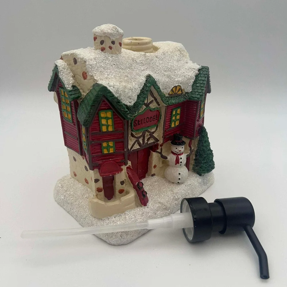 Christmas‎ Ski Lodge Soap Dispenser Snowman Tree Winter Holiday Decor